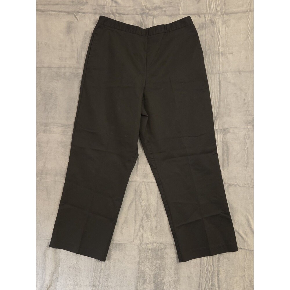 Alfred Dunner Womens Petite 12P Black Dress Pants Straight Leg Pockets Office